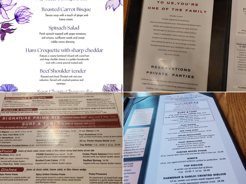 Prime Steak House Menu