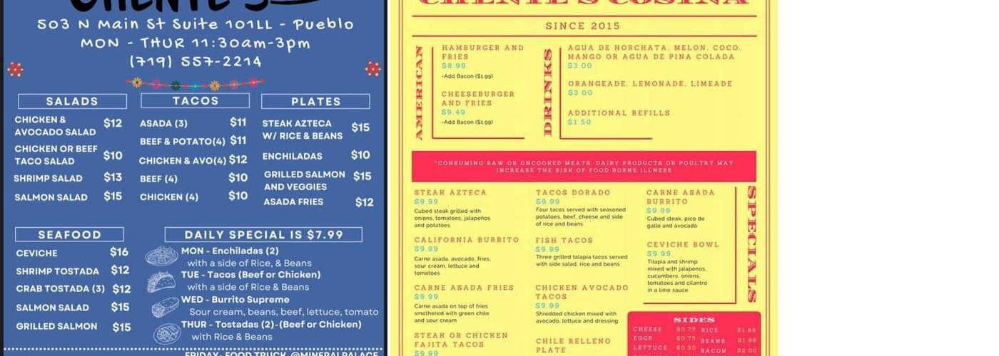 Chente's Cocina Menu