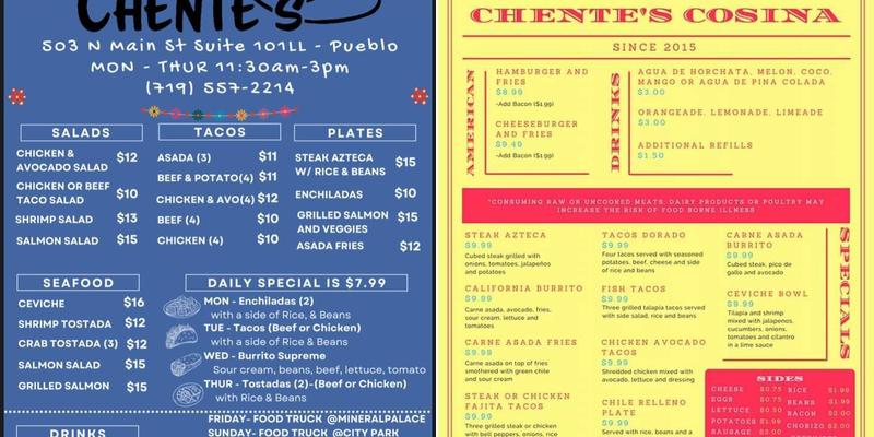 Chente's Cocina Menu