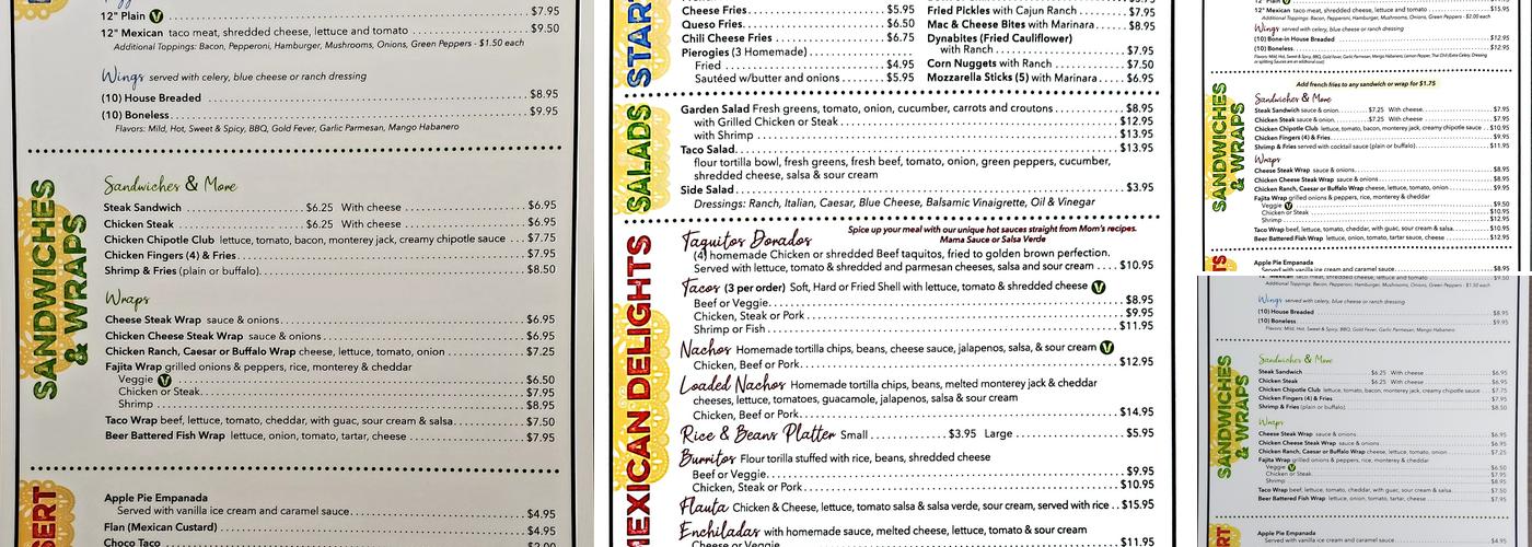 Tony's Top-Cat Bar & Grill Menu