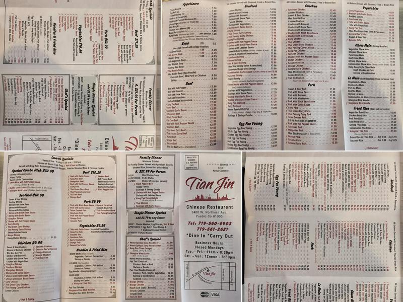 Tian Jin Oriental Cuisine Menu