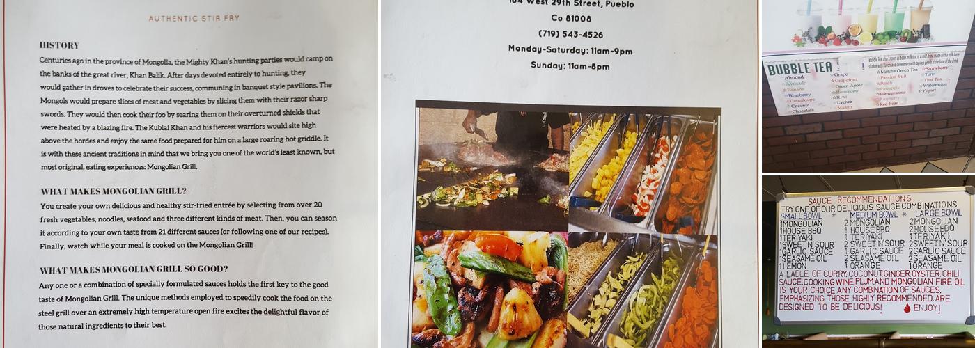 Mongolian Grill Menu