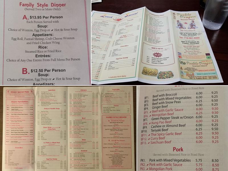 Pueblo Dragon Menu