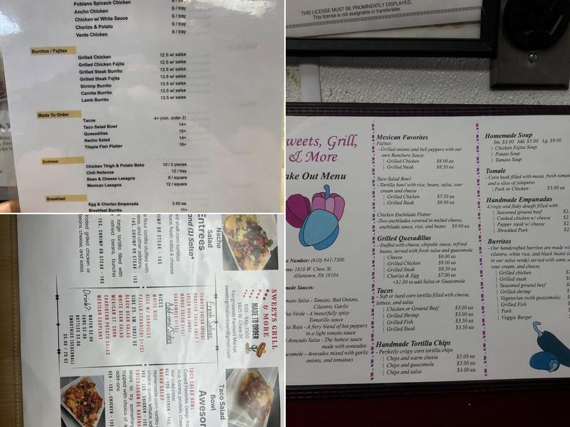 Sweets Grill & More Menu