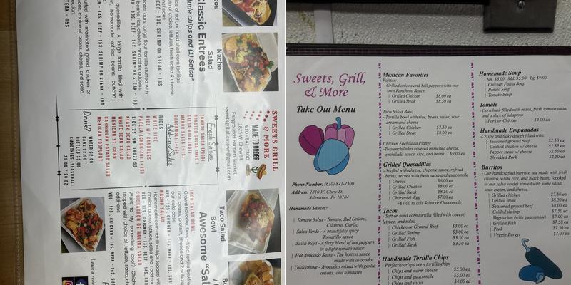 Sweets Grill & More Menu