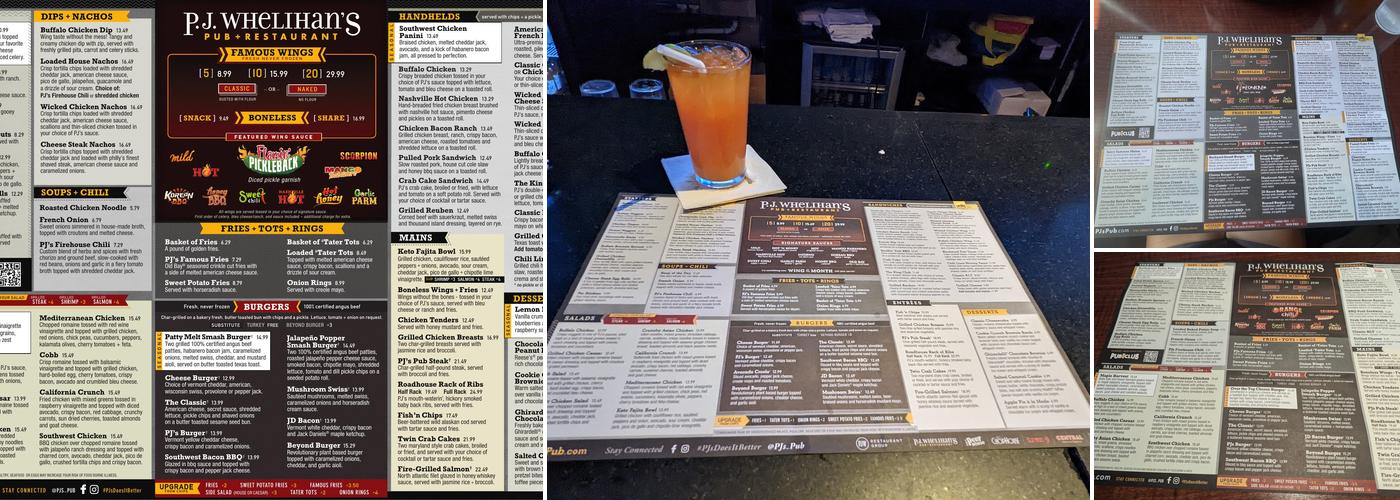 P.J. Whelihan's Pub + Restaurant - Bethlehem Menu