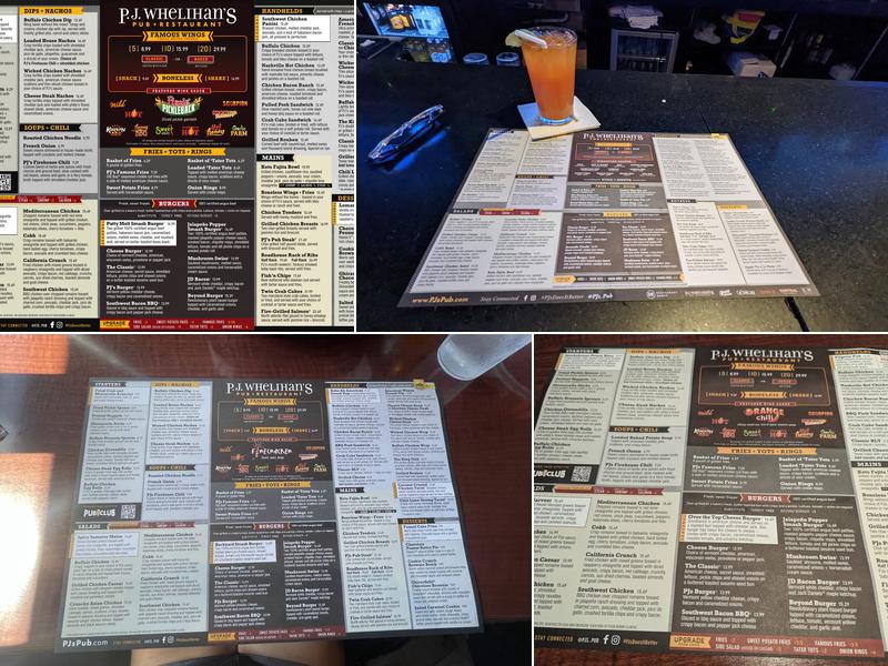 P.J. Whelihan's Pub + Restaurant - Bethlehem Menu