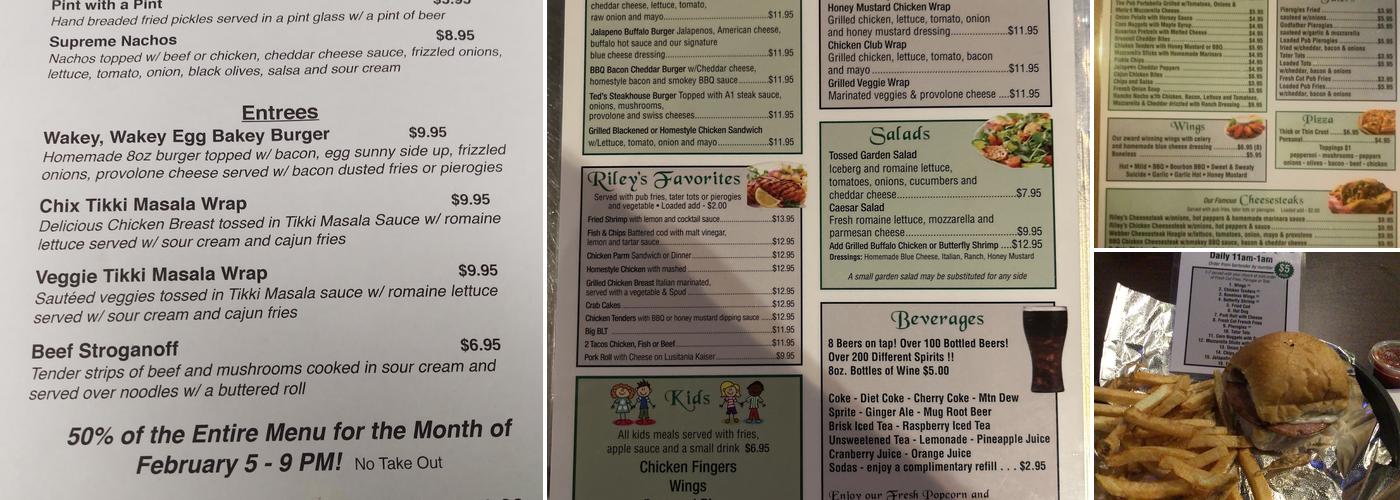 Riley's Restaurant & Pub Menu