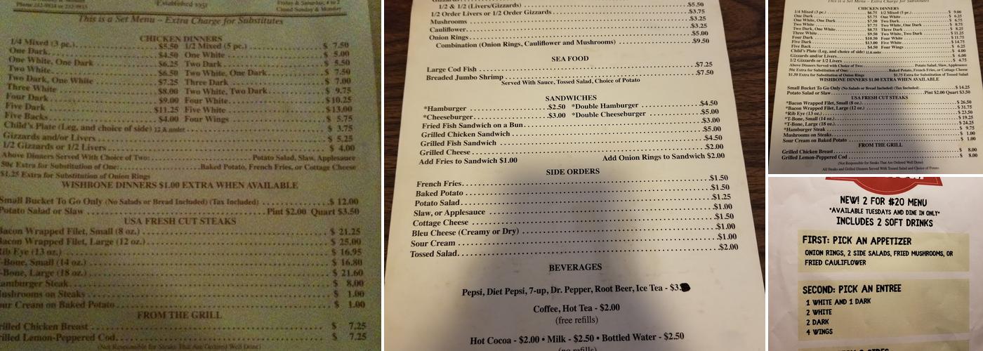 Barto's Idle Hour Steakhouse & Lounge Menu