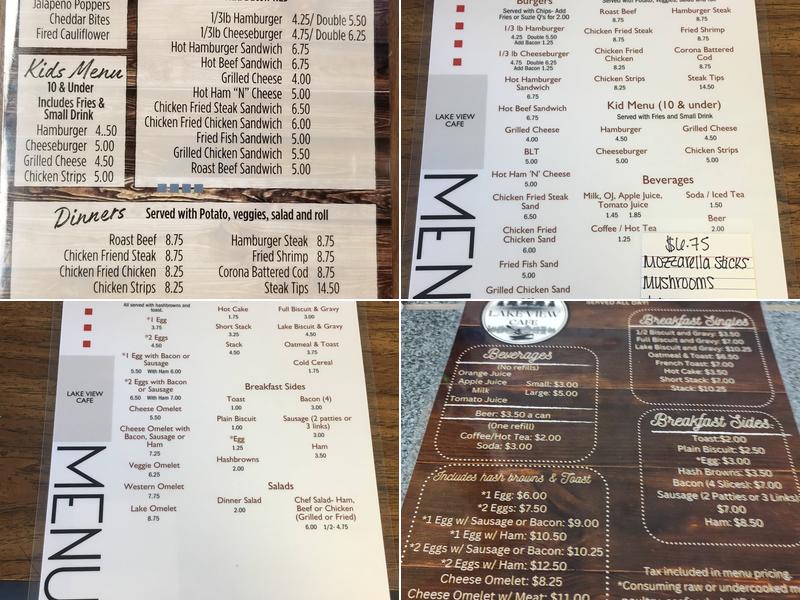 Lake View Cafe Menu