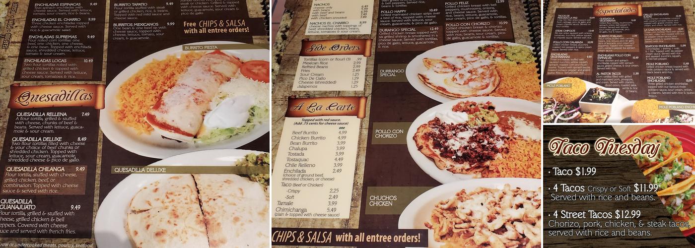 El Charro Menu