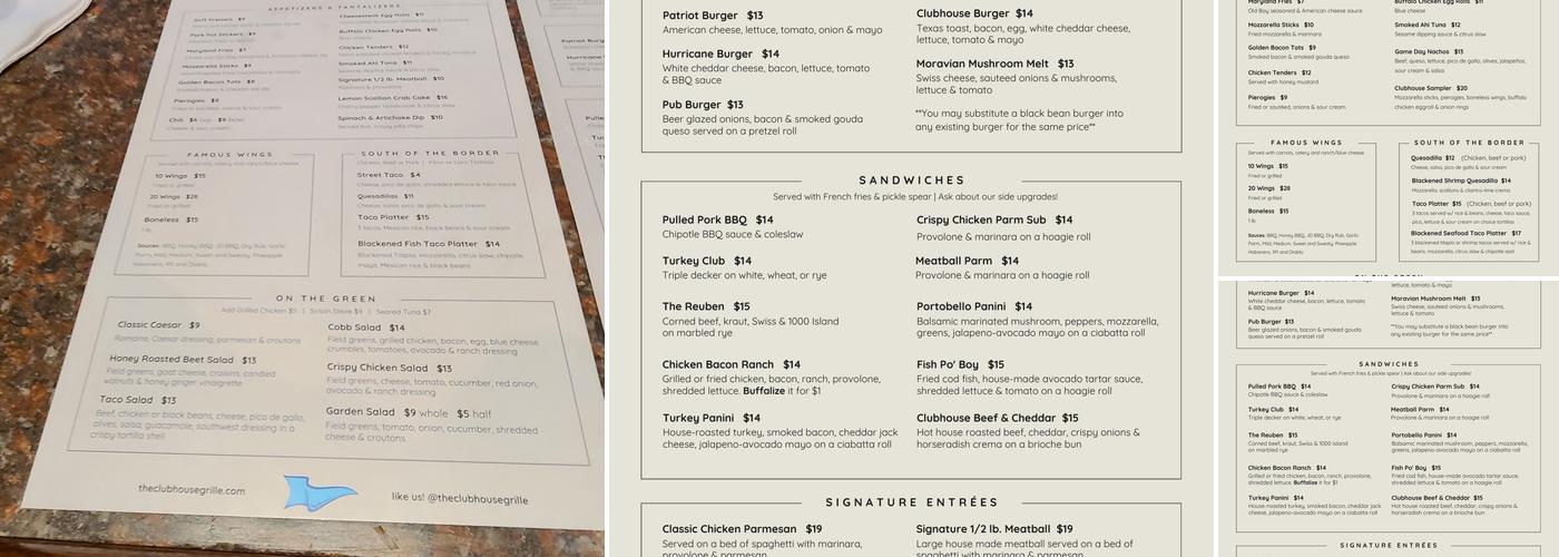 The Clubhouse Grille Menu