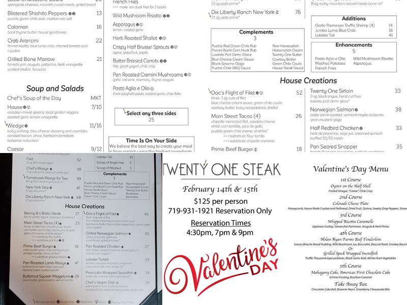 Twenty One Steak Menu