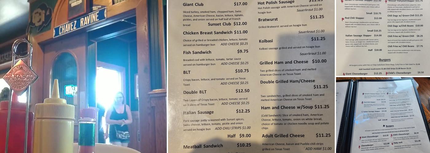 The Sunset Inn Bar and Grill Menu