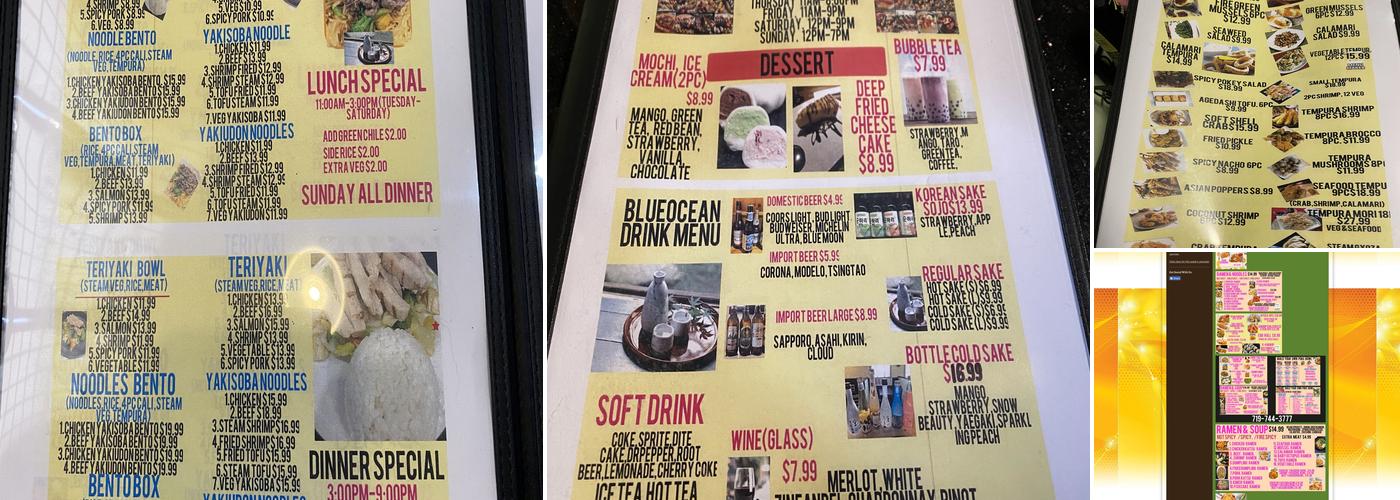 Blue Ocean Sushi Menu