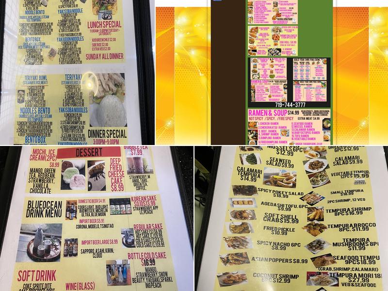 Blue Ocean Sushi Menu