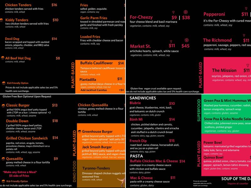 Academy Cafe Menu
