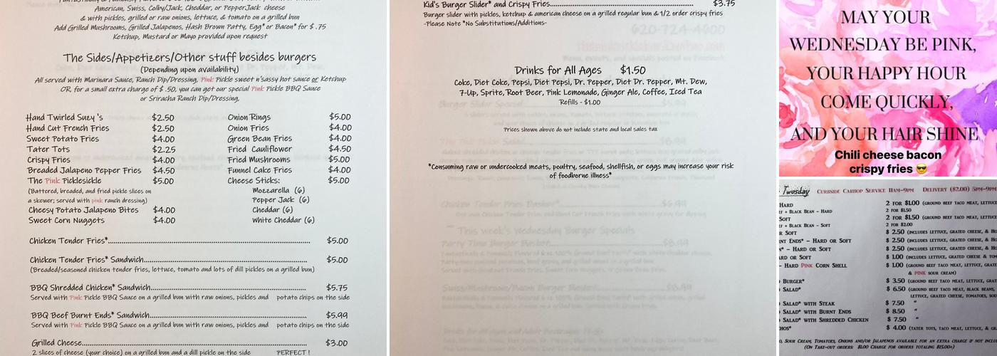 Pink Pickle Menu