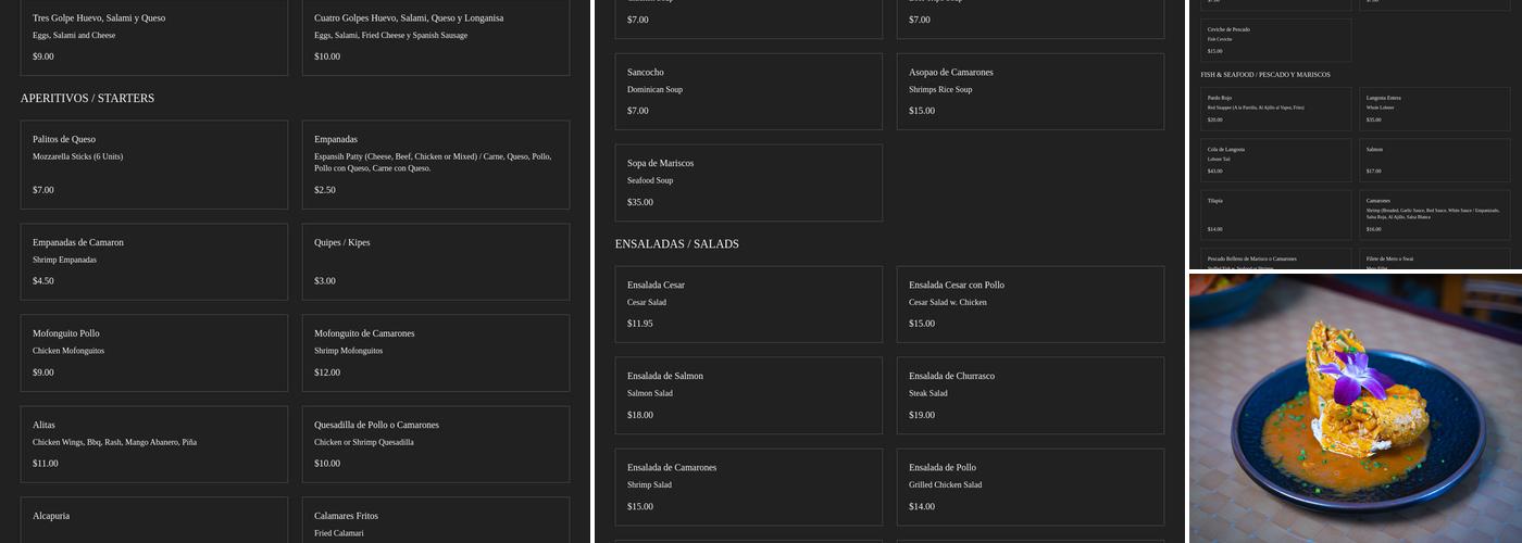 Mar & Tierra Restaurant Menu