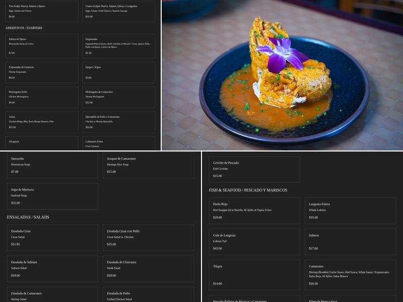 Mar & Tierra Restaurant Menu