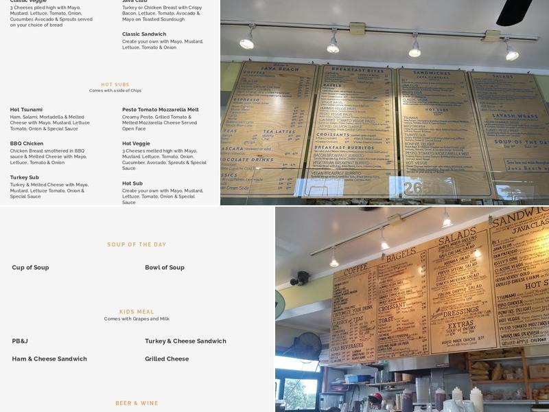 Java Beach At The Zoo Menu