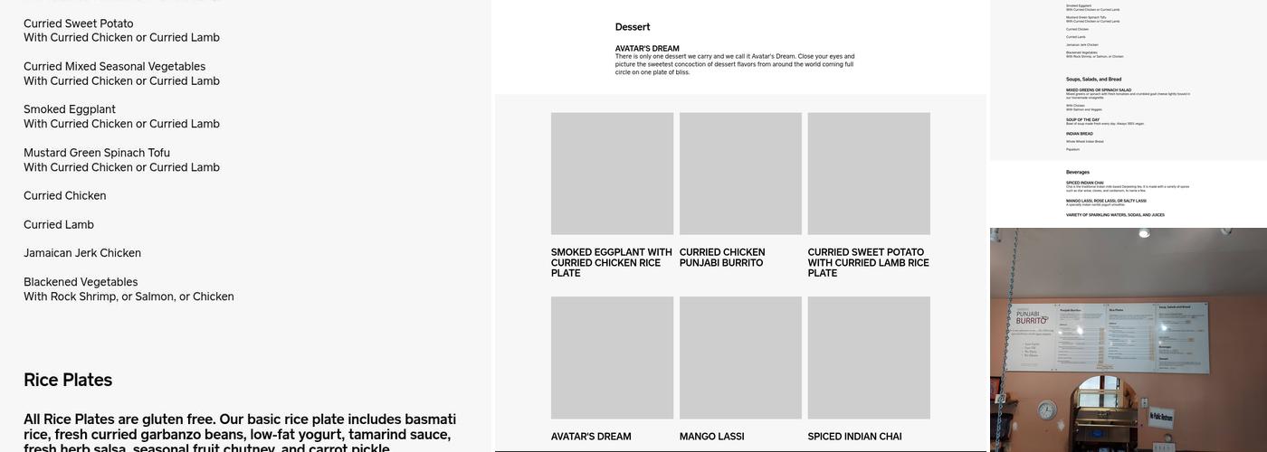 Avatar's Punjabi Burritos Menu