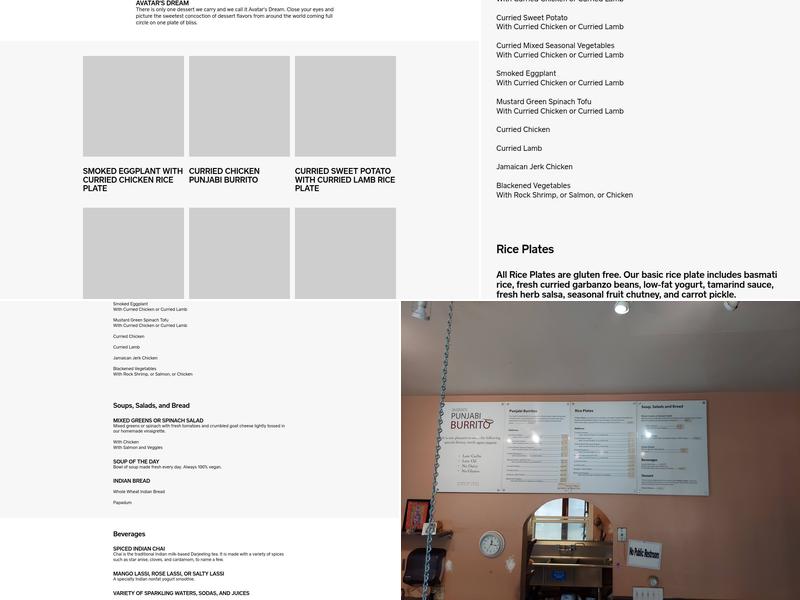 Avatar's Punjabi Burritos Menu