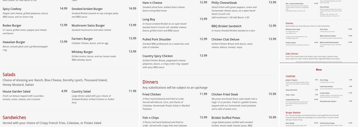 Woody’s Smokehouse Menu