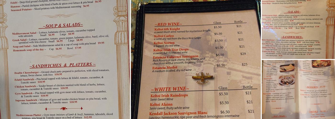 M&M Bistro Menu
