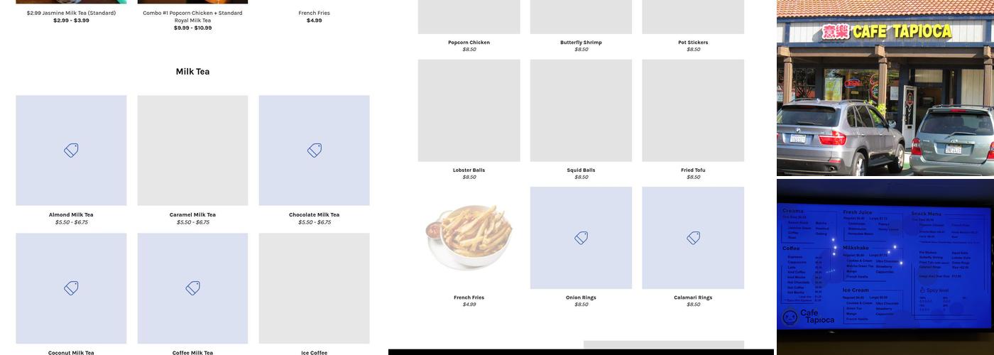 Cafe Tapioca Menu