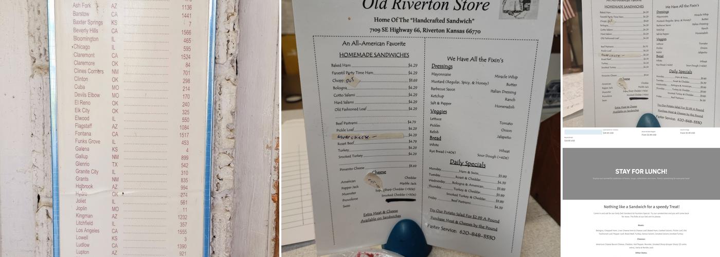 Nelson's Old Riverton Store Menu
