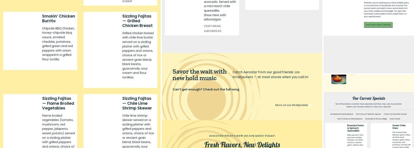 Dos Coyotes Border Cafe Menu