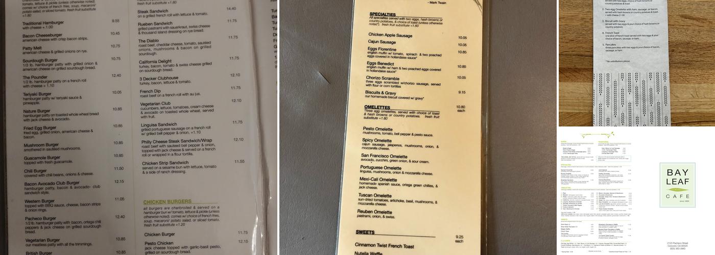 Bay Leaf Cafe Menu