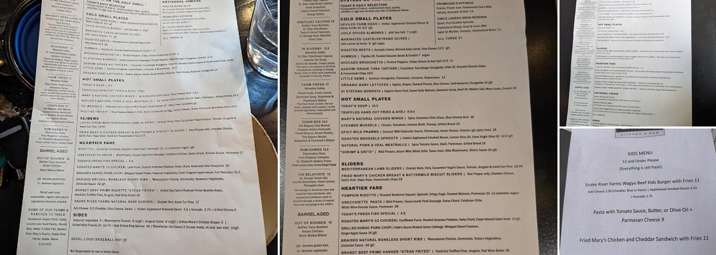 Revel Kitchen & Bar Menu