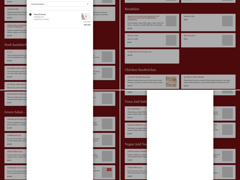 Slow G's Eatery Menu