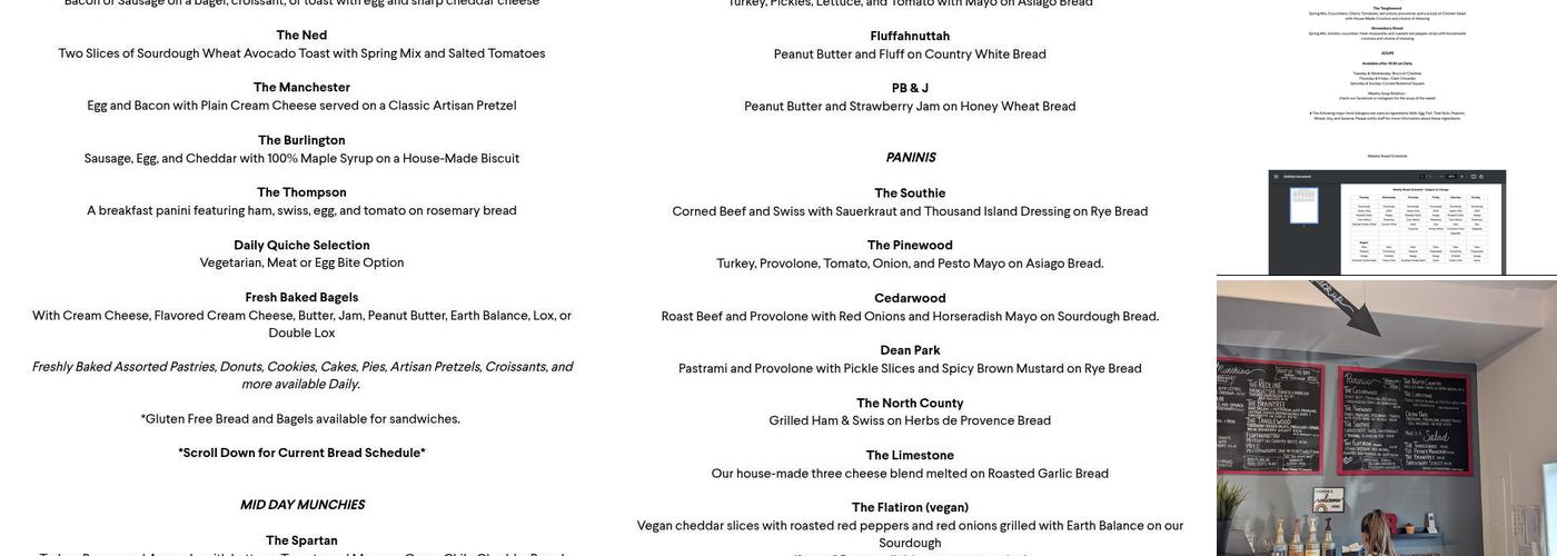 RISE Artisan Bread Bakery & Cafe Menu