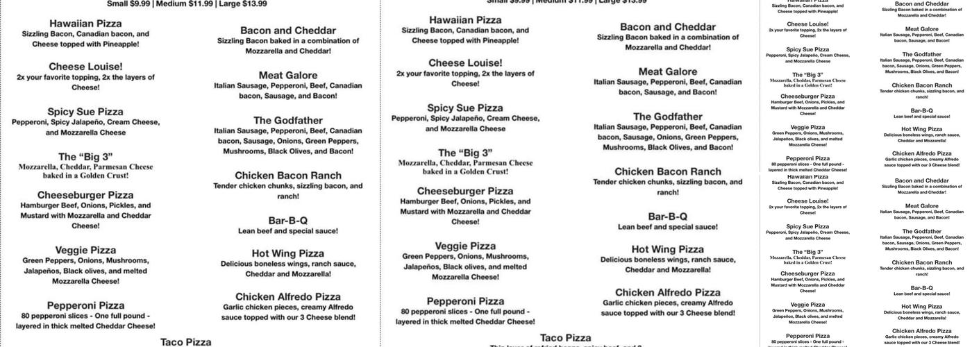 Papa G's Pizza Express Menu