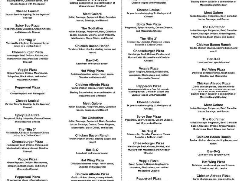 Papa G's Pizza Express Menu