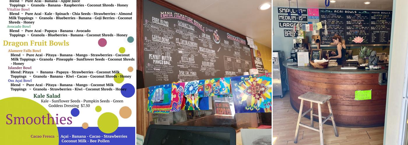 Mana Bowls Acai Cafe Menu