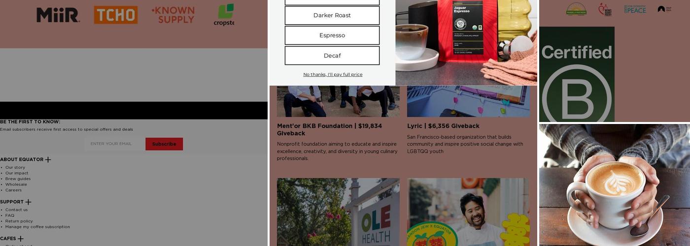 Equator Coffees Menu