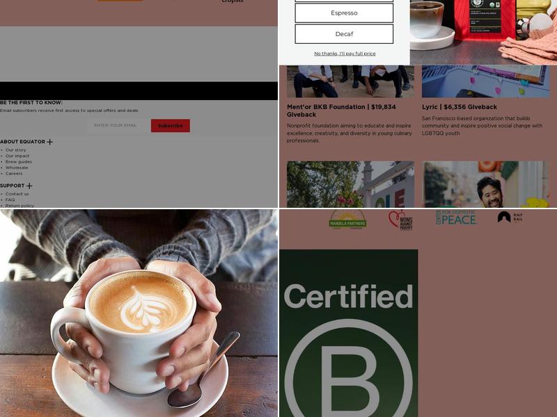 Equator Coffees Menu