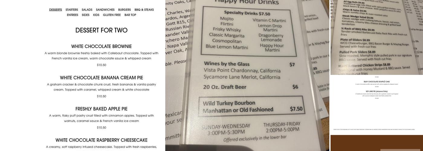 The White Chocolate Grill Menu