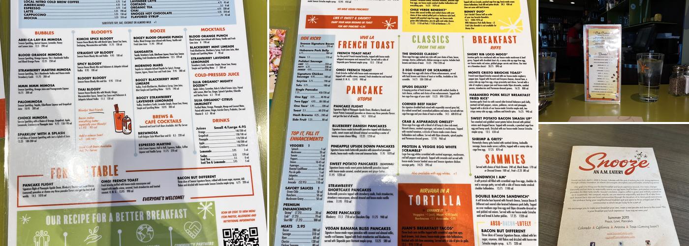 Snooze, an A.M. Eatery Menu