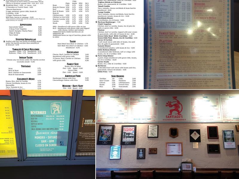 Santiago's Mexican Restaurant Menu