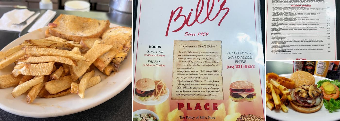 Bill's Place Menu