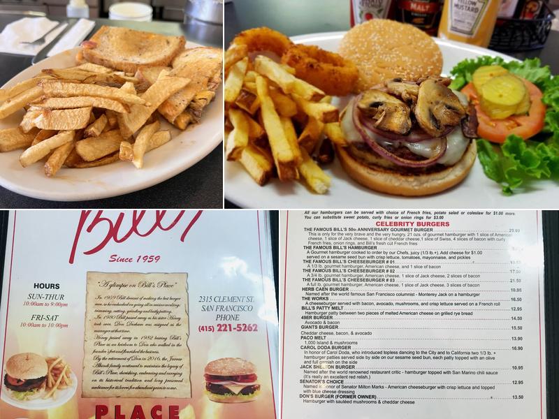 Bill's Place Menu