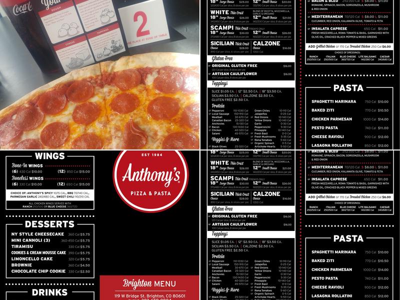 Anthony's Pizza & Pasta Menu
