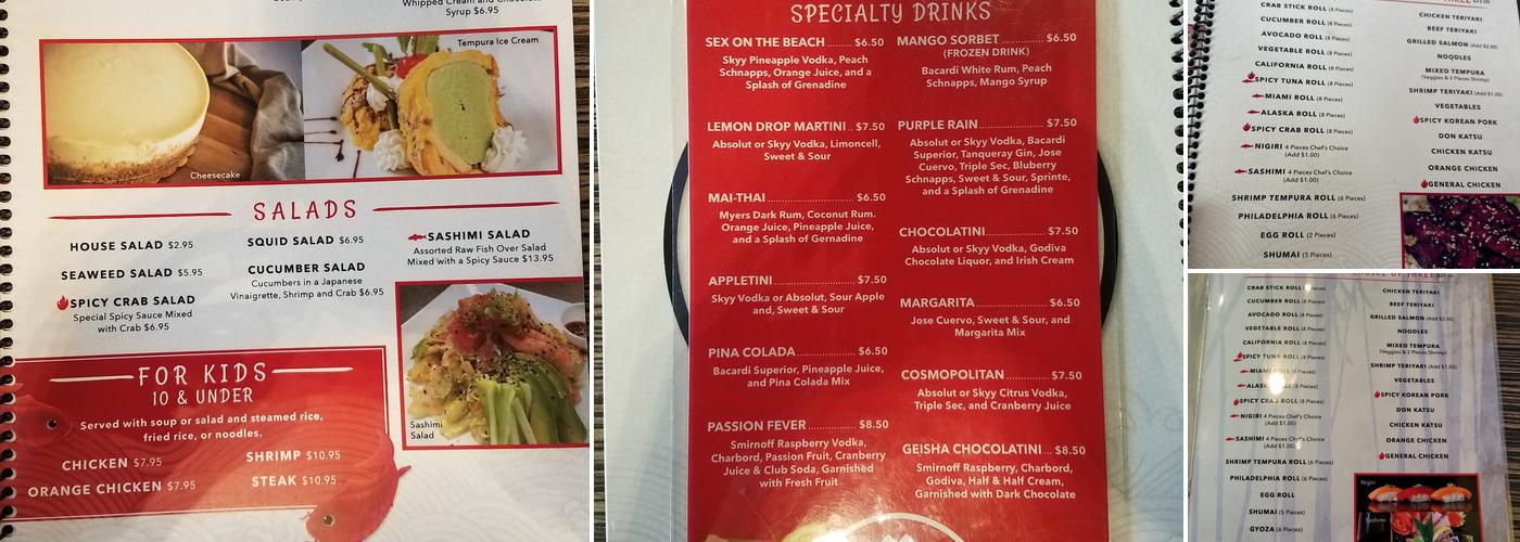 Sakura Sushi & Grill Japanese Restaurant Menu