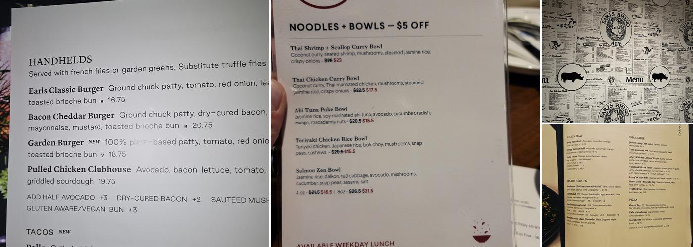 Earls Kitchen + Bar Menu