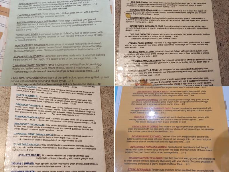 Spencer's Restaurant Menu
